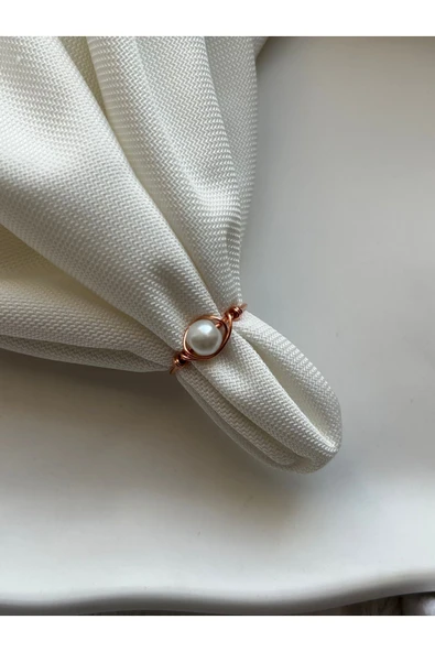 Beyaz Cam İnci Ayarlanabilir Bakır Tel Yüzük ürün görseli