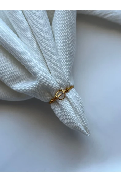 Minimal Kristal Kuvars Ayarlanabilir Altın Tel Yüzük ürün görseli 1