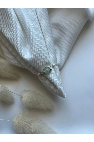 Minimal Florit Taşı Gümüş Tel Yüzük El Yapımı ürün görseli