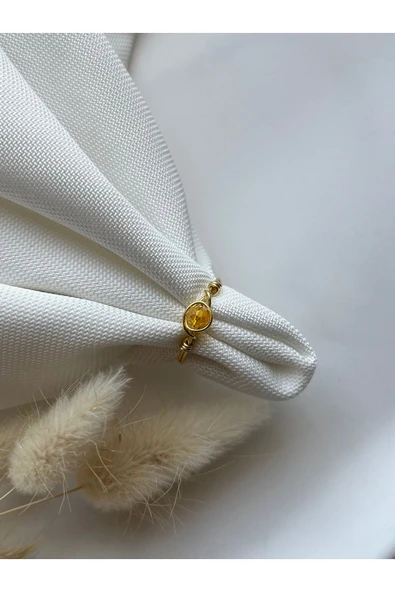 Minimal Sarı Kristal Altın Tel Yüzük El Yapımı ürün görseli