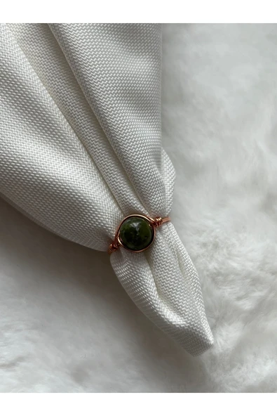 8 mm Yeşim Taşı Ayarlanabilir Bakır Tel Yüzük ürün görseli