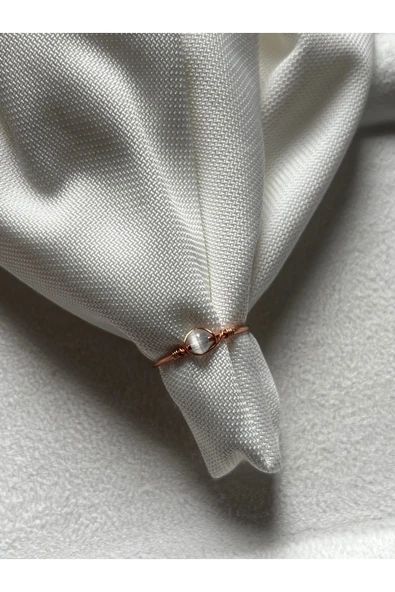 Minimal Mavi Kedi Gözü Ayarlanabilir Bakır Tel Yüzük ürün görseli 1