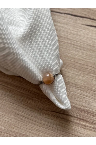 8 mm güneş taşı ayarlanabilir gümüş tel yüzük
