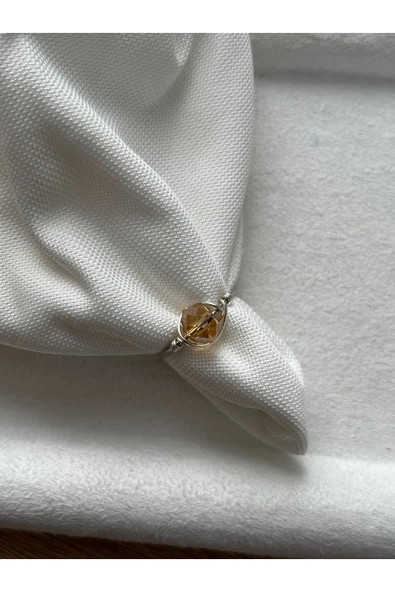 8 mm bal rengi kristal ayarlanabilir gümüş tel yüzük