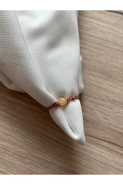 Minimal Kalsit taşı ayarlanabilir bakır tel yüzük ürün görseli