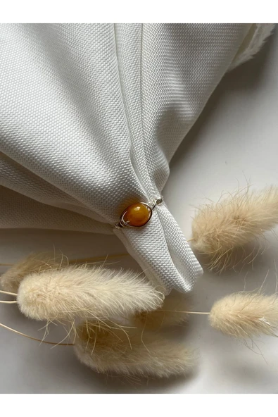 Kehribar Taşı Gümüş Tel Yüzük ürün görseli 1