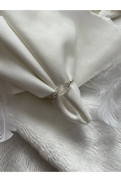 Amorf Ay Taşı Ayarlanabilir Gümüş Tel Yüzük ürün görseli 1