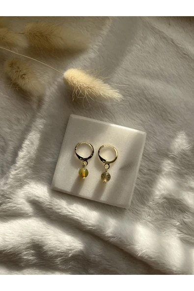 Karınca Akik Doğal Taş Altın Kaplama Küpe ürün görseli