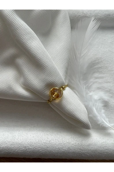 8 mm bal rengi kristal altın tel yüzük