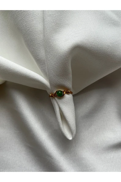 Aventurin Taşı El Yapımı Altın Minimal Tel Yüzük ürün görseli