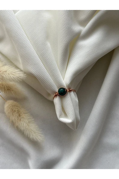 Apatit Taşı Ayarlanabilir Bakır Doğal Taş El Yapımı Tel Yüzük