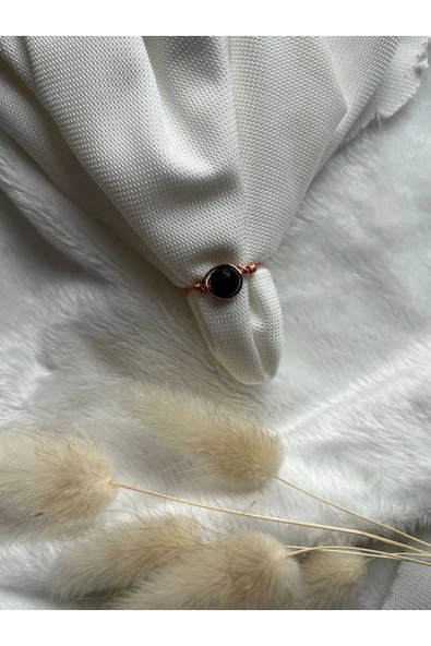 Siyah Lav Bakır Doğal Taş Ayarlanabilir Tel Yüzük El Yapımı ürün görseli