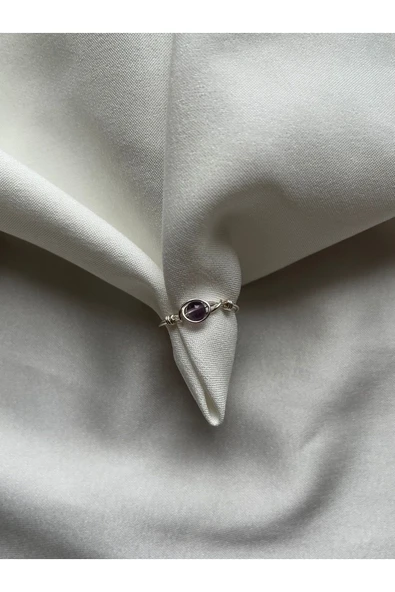 Ametist Taşı El Yapımı Minimal Tel Yüzük ürün görseli 1