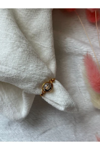 Beyaz Karınca Akik Altın Tel Yüzük el yapımı ürün görseli