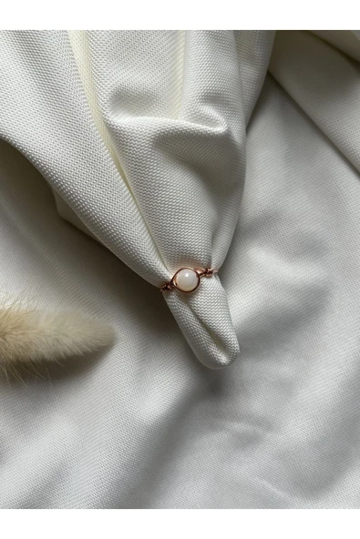 Sedef taşı bakır ayarlanabilir el yapımı tel yüzük ürün görseli