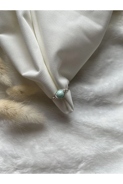 Amazonit Taşı Ayarlanabilir Doğal Taş El Yapımı Tel Yüzük