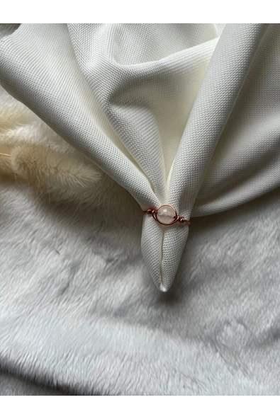 Selenit Doğal Taş Bakır Ayarlanabilir Tel Yüzük El Yapımı