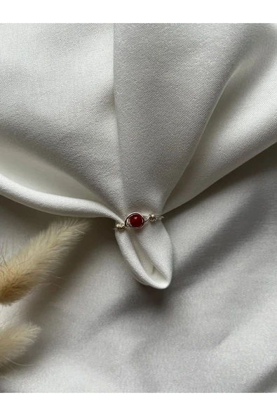 Akik Taşı El Yapımı Minimal Tel Yüzük ürün görseli