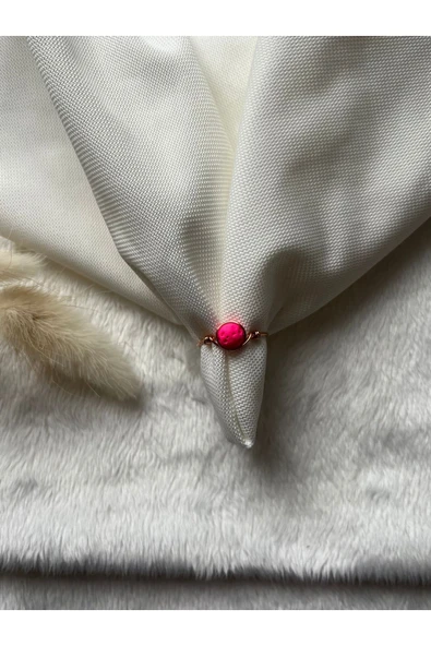 Pembe lav taşı Bakır Ayarlanabilir Tel Yüzük El Yapımı ürün görseli 1