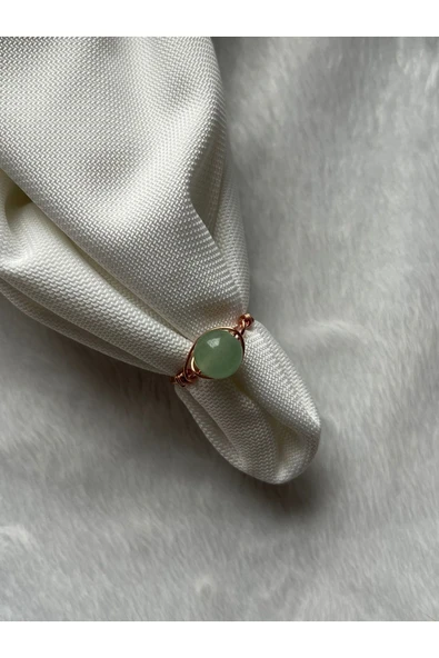 Aventurin Taşı 8mm Bakır Tel Yüzük El Yapımı ürün görseli 1