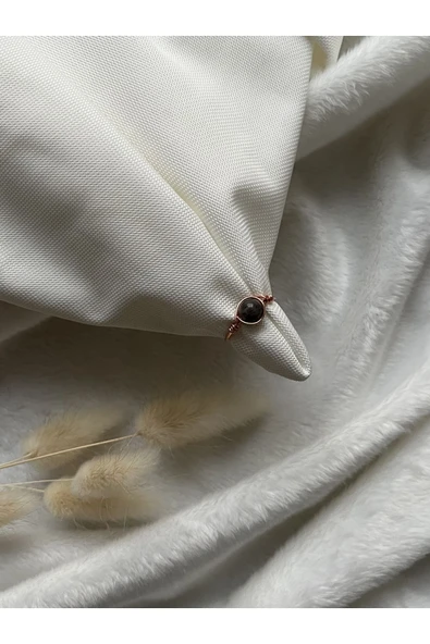 Larvakit Taşı Bakır Ayarlanabilir Doğal Taş El Yapımı Tel Yüzük ürün görseli 1