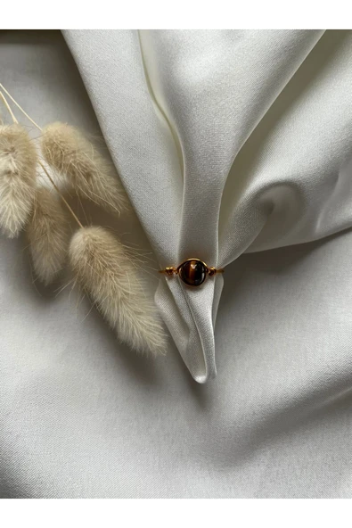 Kaplangözü taşı altın ayarlanabilir tel yüzük el yapımı ürün görseli