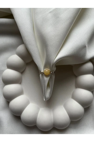 Aragonit taşı ayarlanabilir doğal taş tel yüzük ürün görseli