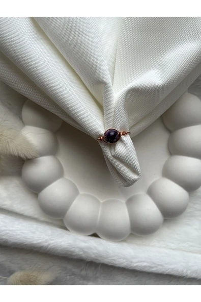 Lepidolit taşı bakır ayarlanabilir tel yüzük el yapımı ürün görseli