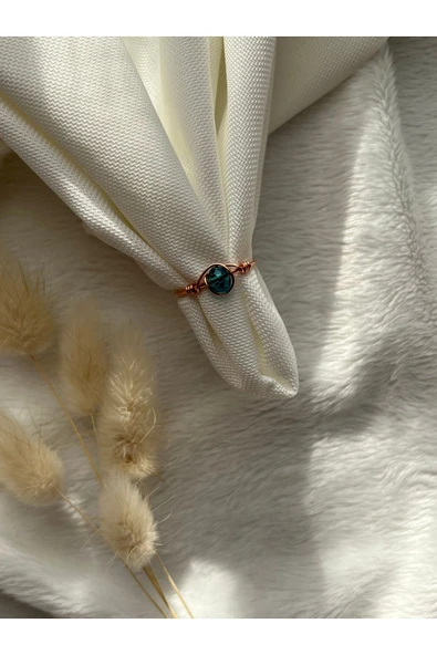 Zümrüt Kristal Bakır El Yapımı Tel Yüzük ürün görseli 1