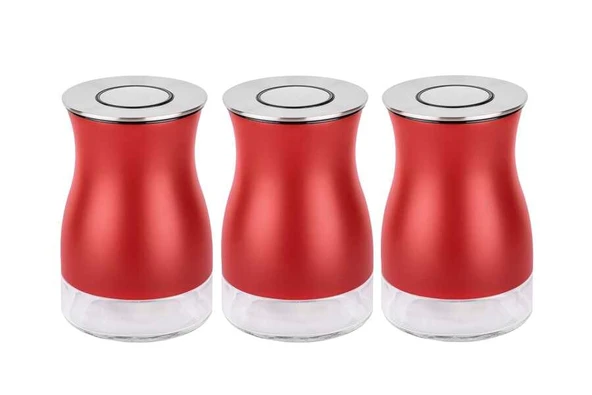 Tantitoni 3 Parça Kırmızı Cam Kavanoz Seti 730ml