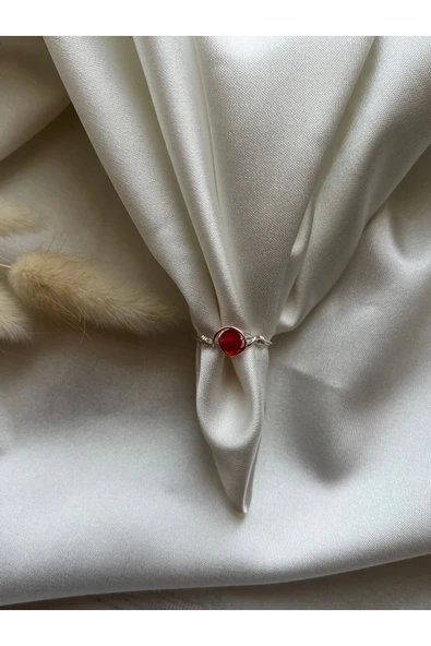 Kırmızı kristal el yapımı tel yüzük ürün görseli