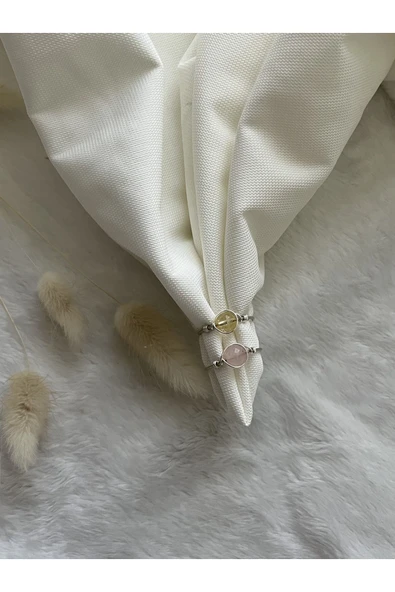 Pembe Kuvars Sitrin Ayarlanabilir Doğal Taş Ikili El Yapımı Tel Yüzük ürün görseli