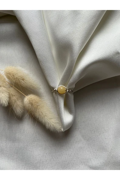 Sarı Kalsit Doğal Taş Ayarlanabilir Tel Yüzük El Yapımı ürün görseli