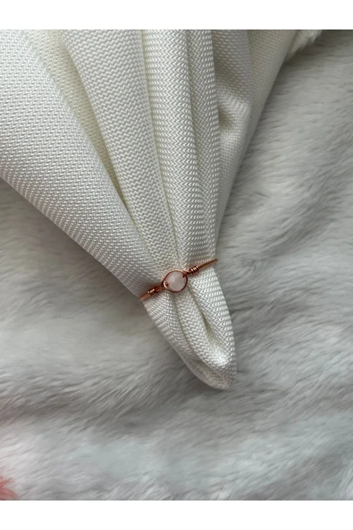 Beyaz kristal minimal ayarlanabilir bakır tel yüzük ürün görseli 1
