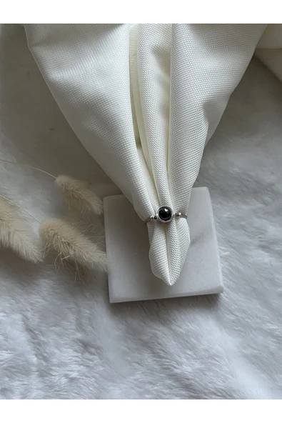 Terahertz Taşı Ayarlanabilir Doğal Taş El Yapımı Tel Yüzük