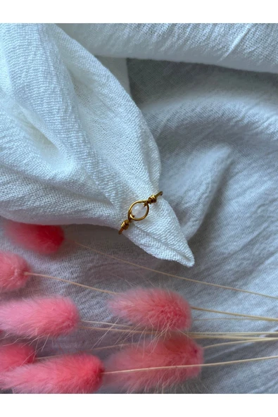 Ay Taşı Minimal Altın Ayarlanabilir Tel Yüzük ürün görseli