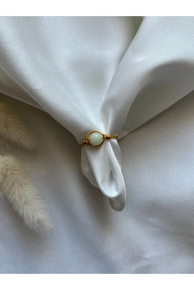 Fosfor Taşı Karanlıkta Parlayan Altın Ayarlanabilir Doğal Taş El Yapımı Tel Yüzük