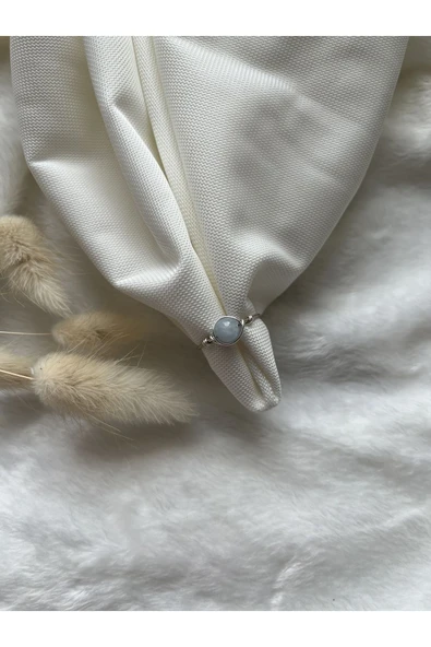 Akuamarin Ayarlanabilir Gümüş Renk Doğal Taş El Yapımı Tel Yüzük ürün görseli