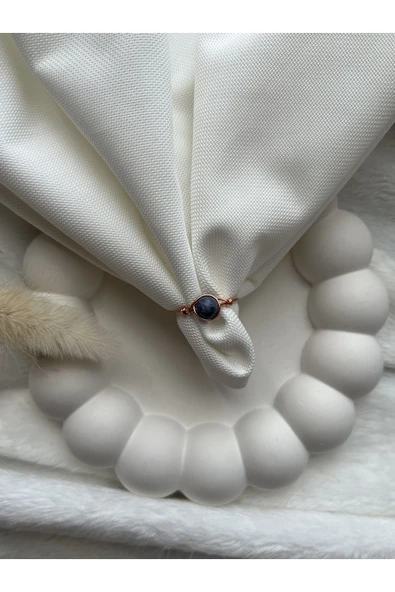 Sodalit Taşı Ayarlanabilir Bakır Doğal Taş El Yapımı Tel Yüzük