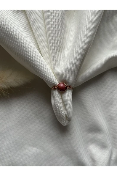 Rodokrozit Ayarlanabilir Doğal Taş Bakır Tel El Yapımı Yüzük