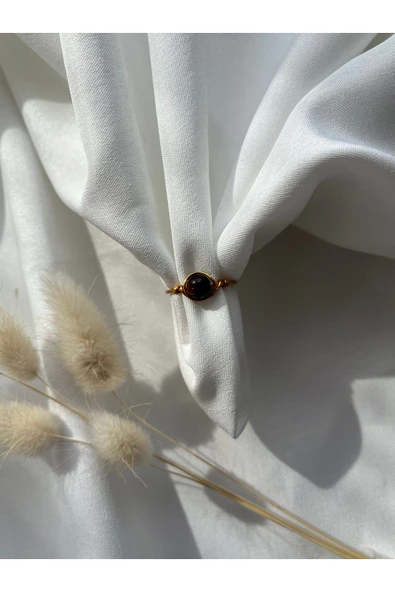 Şahin Gözü Altın Ayarlanabilir Doğal Taş El Yapımı Tel Yüzük ürün görseli 1