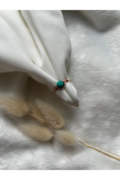 Yeşil Lav Taşı Bakır Ayarlanabilir Doğal Taş El Yapımı Tel Yüzük ürün görseli