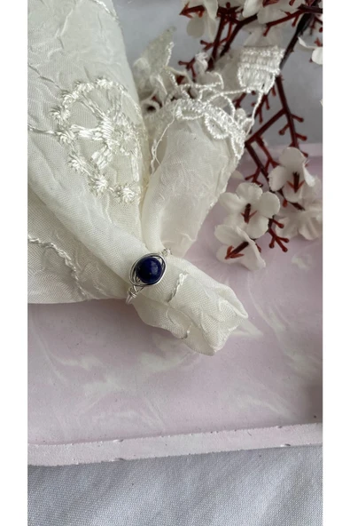 Lapis Lazuli Doğal Taş Tel Yüzük El Yapımı