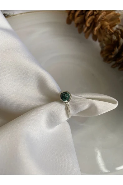 Yeşil Ceyt Doğal Taş Tel Yüzük