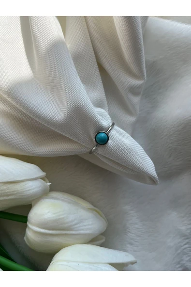 Turkuaz Firuze Taşı Çelik Ayarlanabilir Yüzük ürün görseli