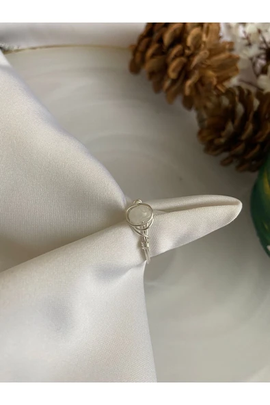 Ay Taşı Doğal Taş Tel Yüzük