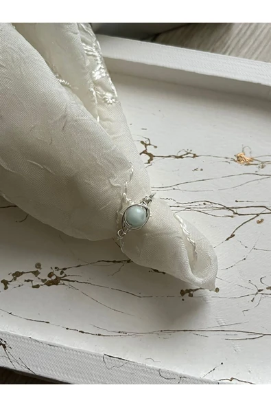 Larimar Doğal Taş Gümüş Tel Yüzük El Yapımı ürün görseli 1