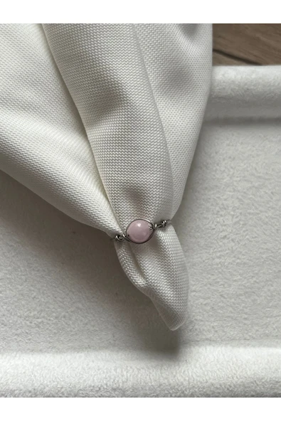 Pembe Opal Taşı Çelik Tel Yüzük El Yapımı ürün görseli 1