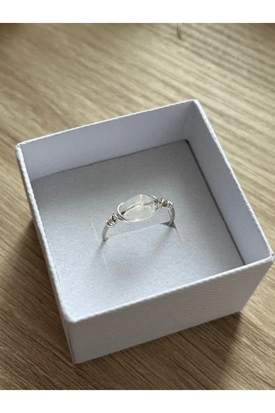 Amorf Ay Taşı Ayarlanabilir Çelik Tel Yüzük ürün görseli