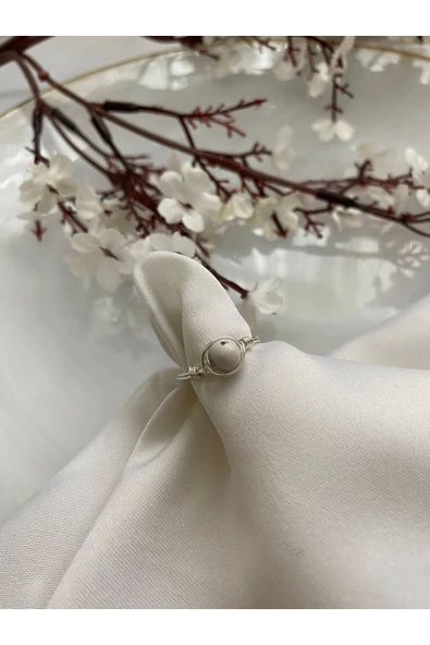 Havlit Doğal Taş Gümüş Tel Yüzük ürün görseli 1